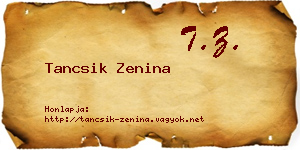 Tancsik Zenina névjegykártya